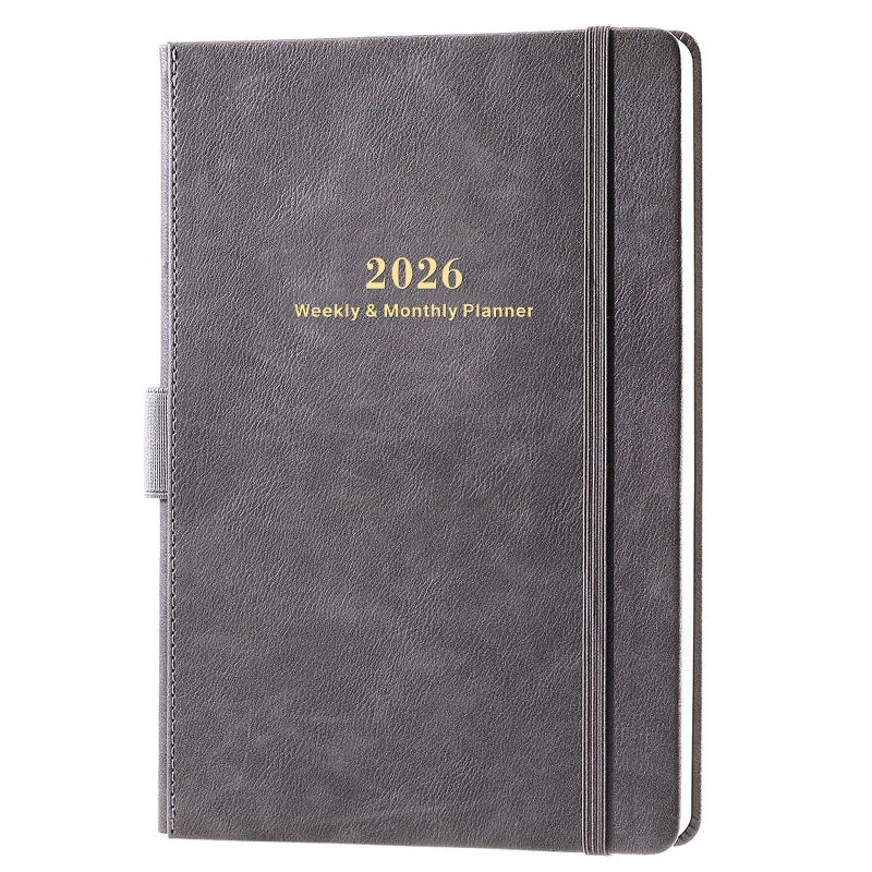 Lemome 2026 Planner - 2026 Weekly & Monthly Planner with Calendar Stickers, JAN 2026 - DEC 2026, 5.75" X 8.25", 2026 Calendar/Planner with Premium Thicker Paper, Pen Holder, Inner Pocket and 44 Notes Pages - Gray - Image 1